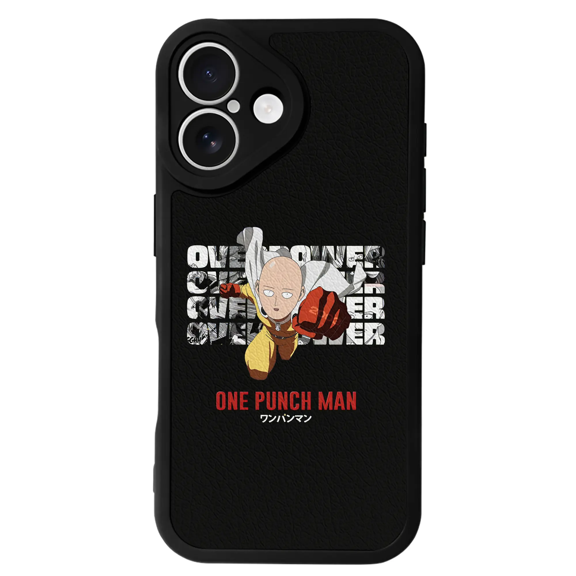 ワンパンマン グッズ サイタマ - IPhone 16シリーズ対応 ・ シリコンスマホケース ・ レザー調 ・ 高精度フィット ・ 耐衝撃 ・ ワイヤレス充電対応 ・ 精密カット